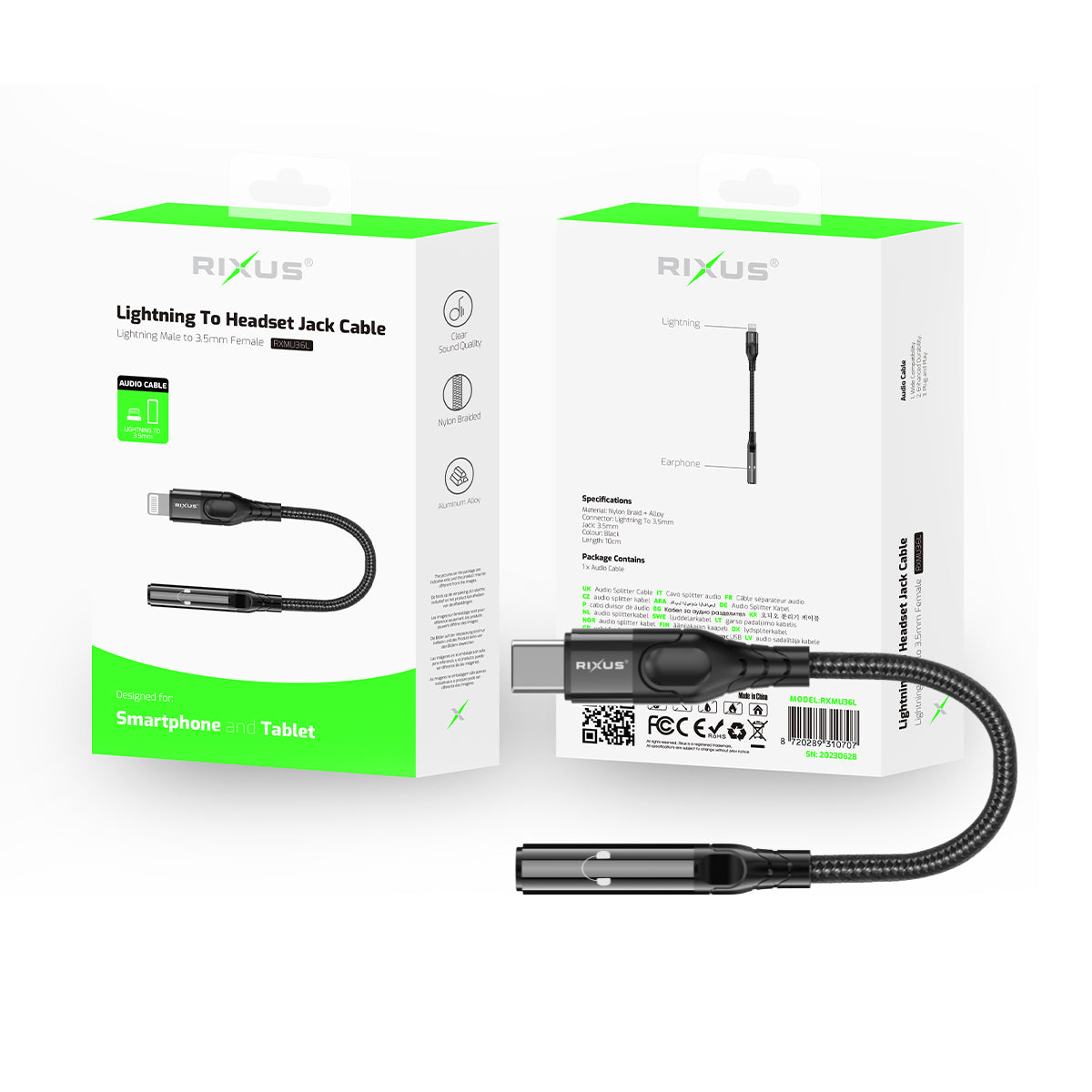 Rixus RXMU36C USB-C to 3.5mm Audio Adapter Female 10cm – Bild 5