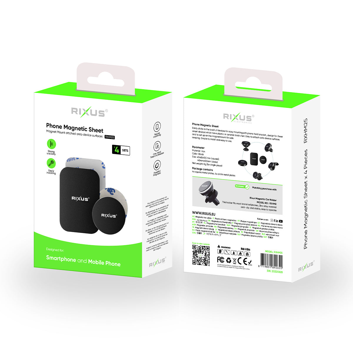 Rixus RXHM25 Phone Magnetic Sheet 4 Sets Black – Bild 5