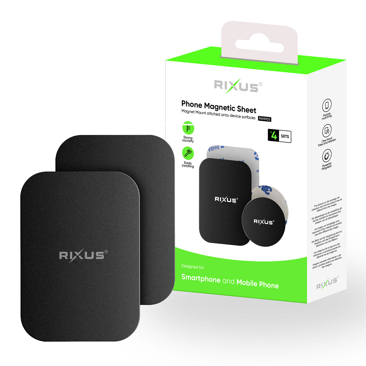 Rixus RXHM25 Phone Magnetic Sheet 4 Sets Black – Bild 6