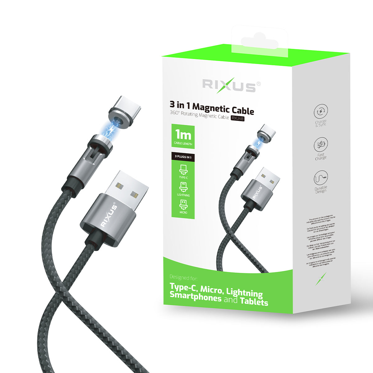 Rixus RXU48 Magnetic Kabel 3 in 1 Black – Bild 5