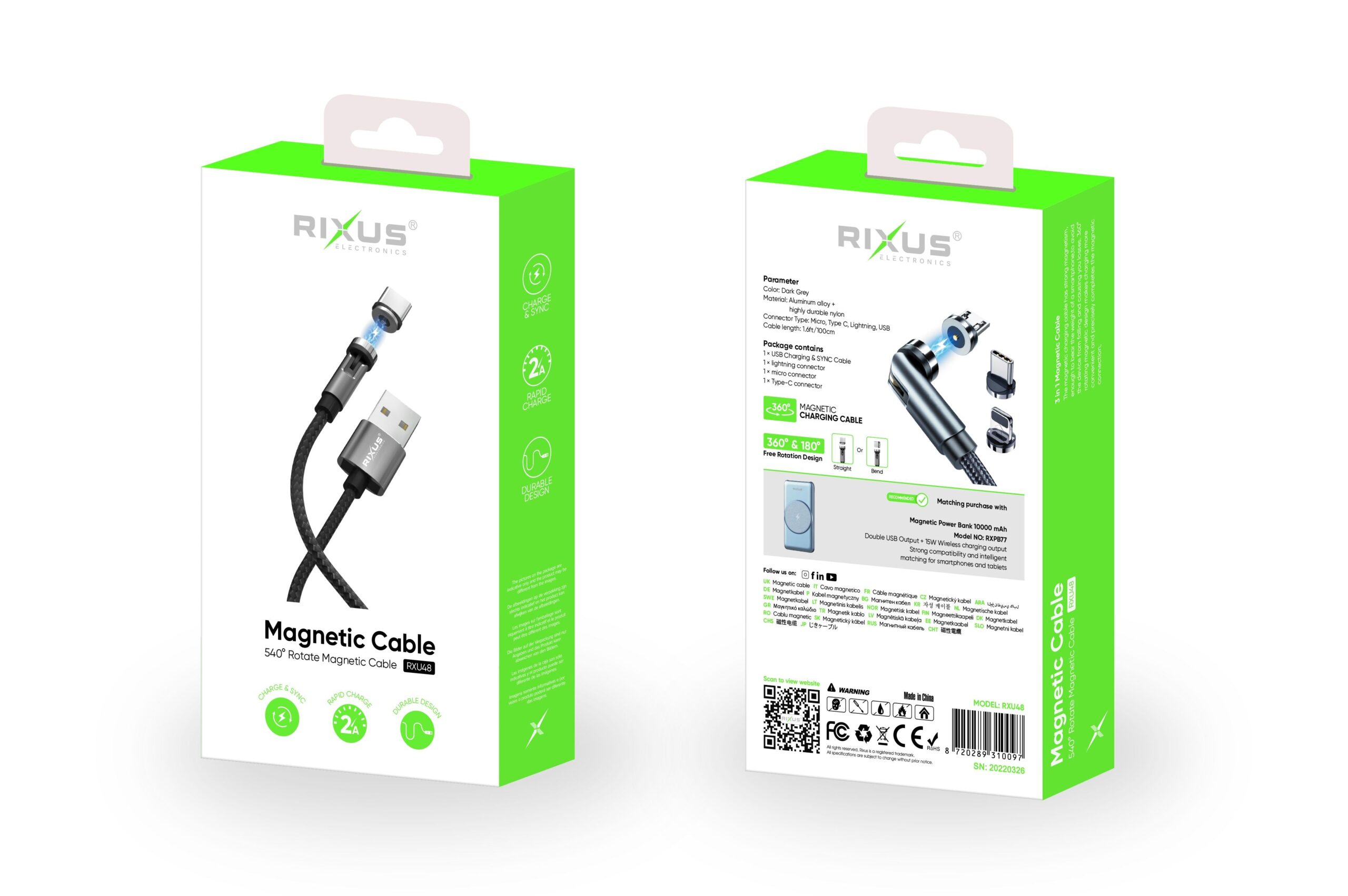 Rixus RXU48 Magnetic Kabel 3 in 1 Black – Bild 6