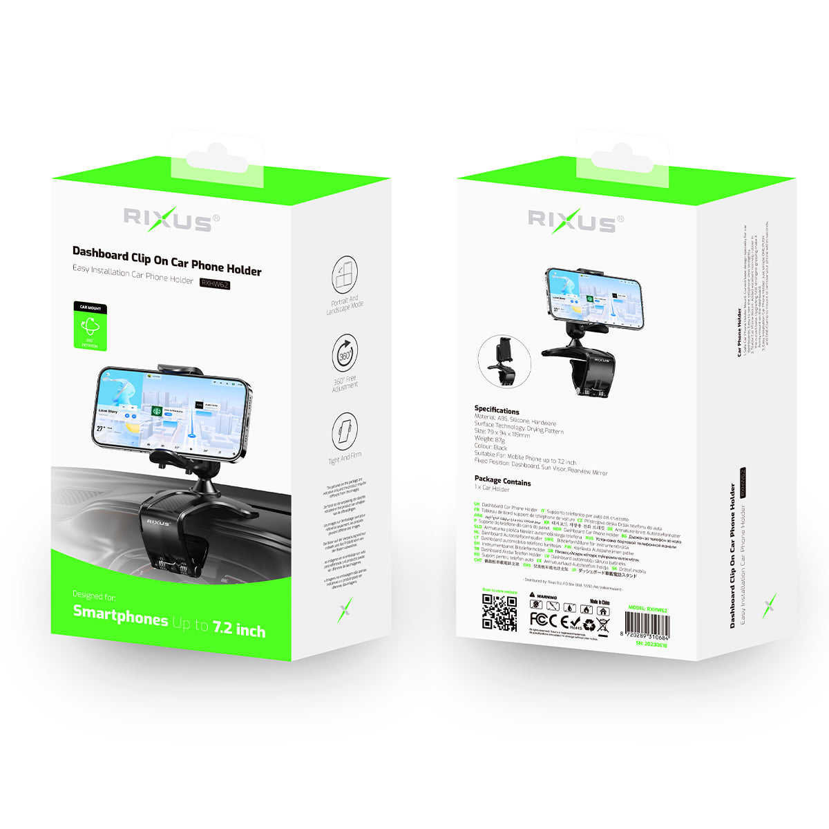 Rixus RXHW62 Dashboard Navigation Phone Halterung für Auto Vehicles Black – Bild 6