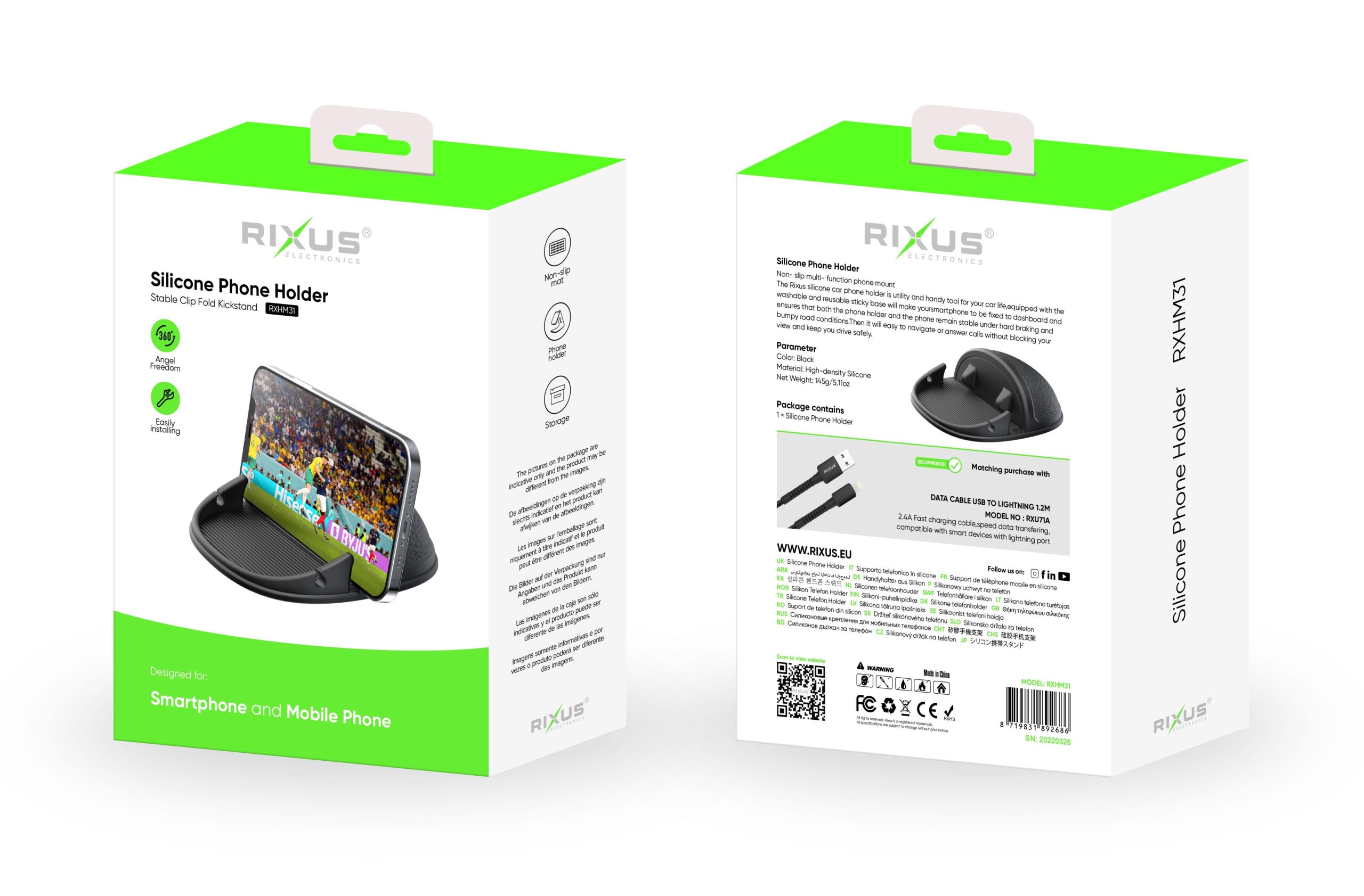 Rixus RXHM31 Silicone Phone Holder Black – Bild 3