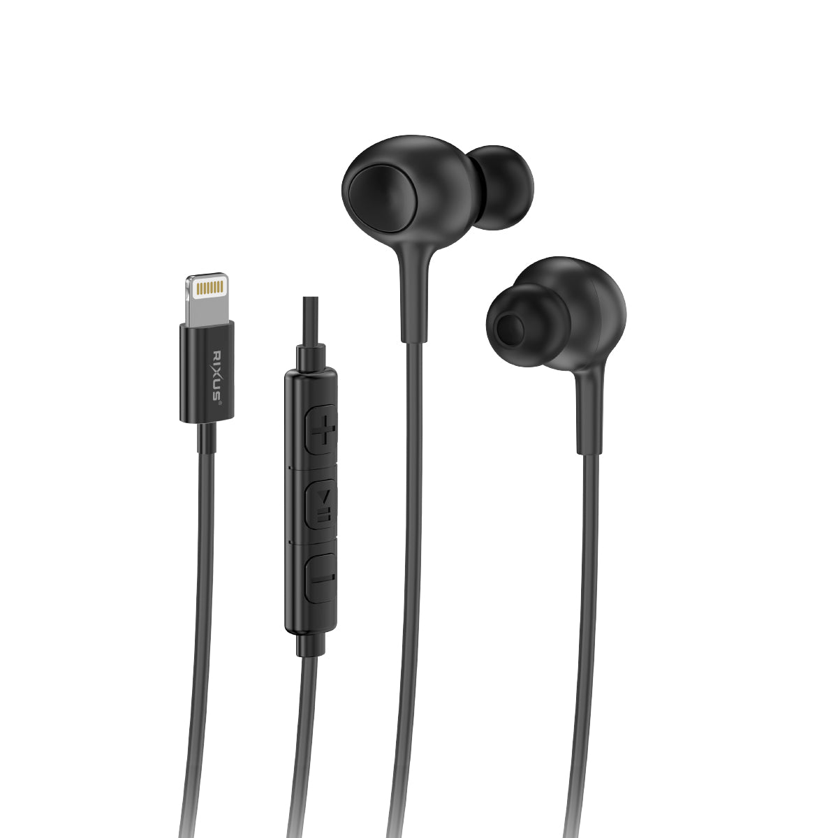 Rixus RXHD56L Lightning Anschluss Wired Earbud Type Kopfhörer mit Microphone Black
