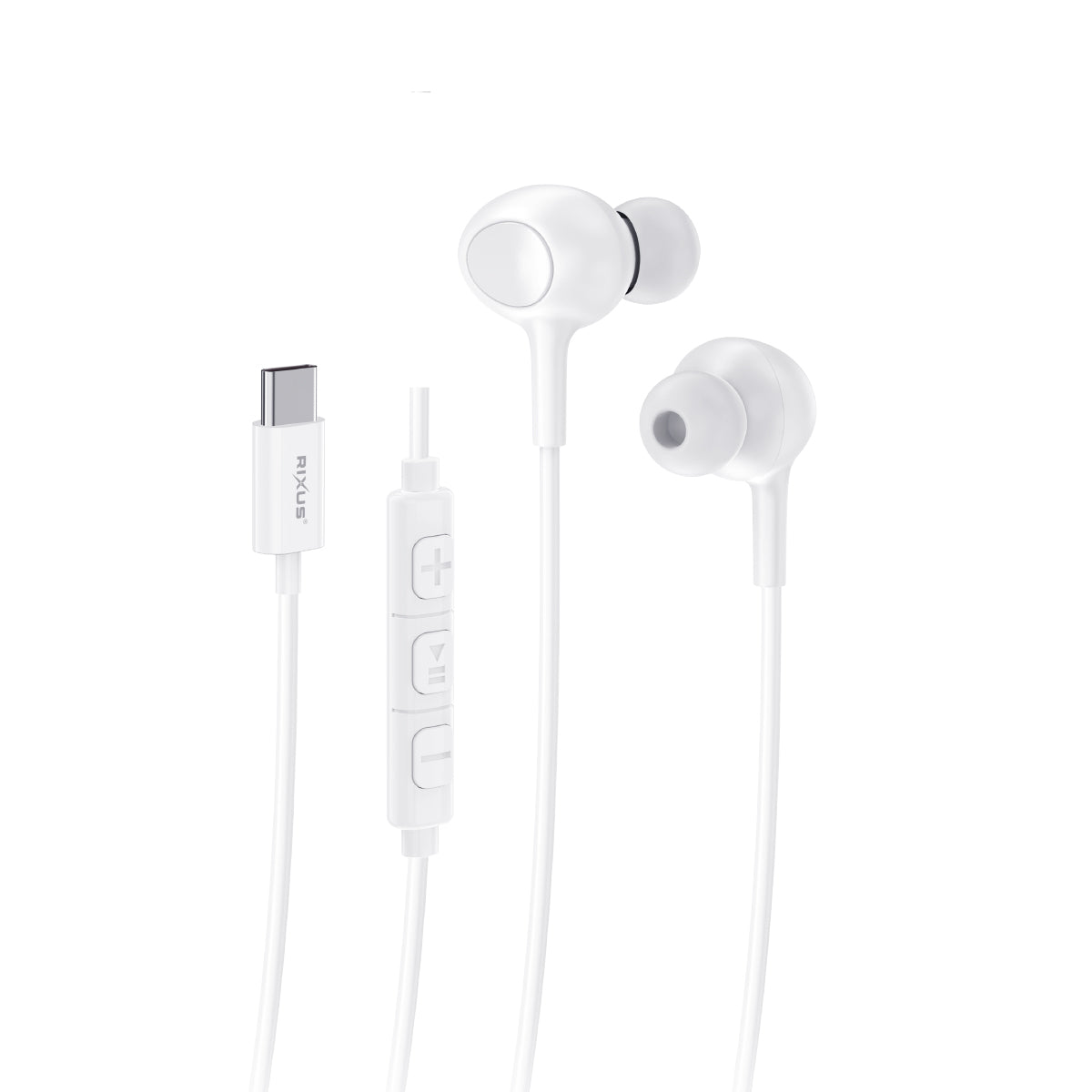 Rixus RXHD56CW USB-C Wired Earbud mit Microphone White