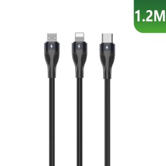 Rixus RXUC23 Two-für-Three Fast Ladekabel Black