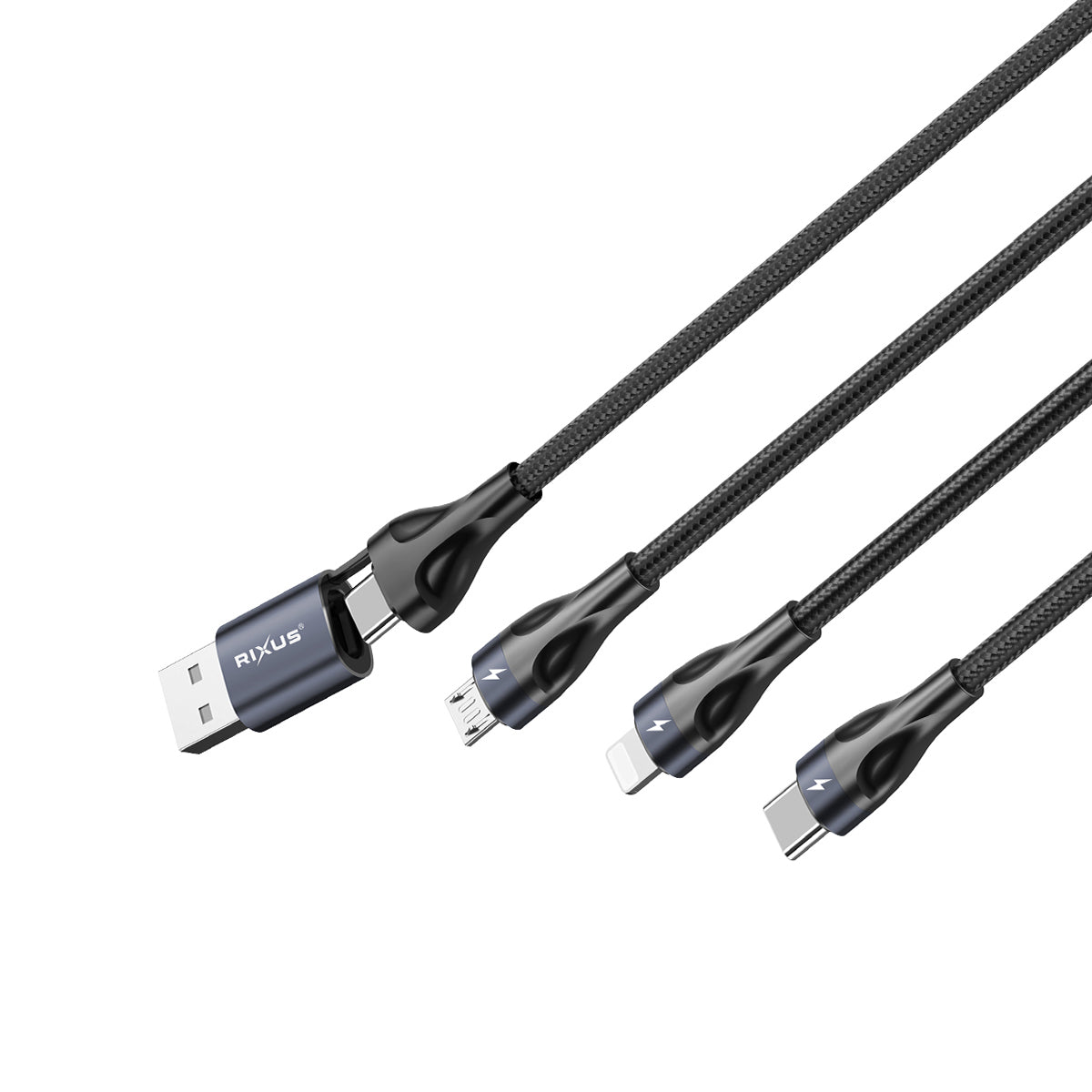 Rixus RXUC23 Two-für-Three Fast Ladekabel Black – Bild 2