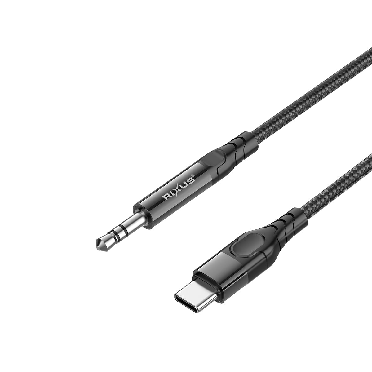 Rixus RXMU35C 3.5mm AUX To USB-C Braided Audio Kabel 1.2m Black – Bild 2