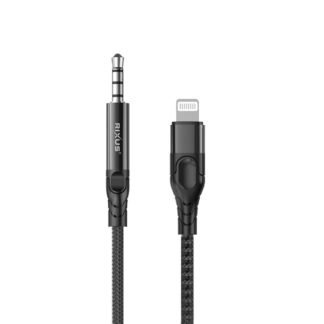 Rixus RXMU35L 3.5mm AUX To Lightning Anschluss Braided Audio Kabel 1.2m Black