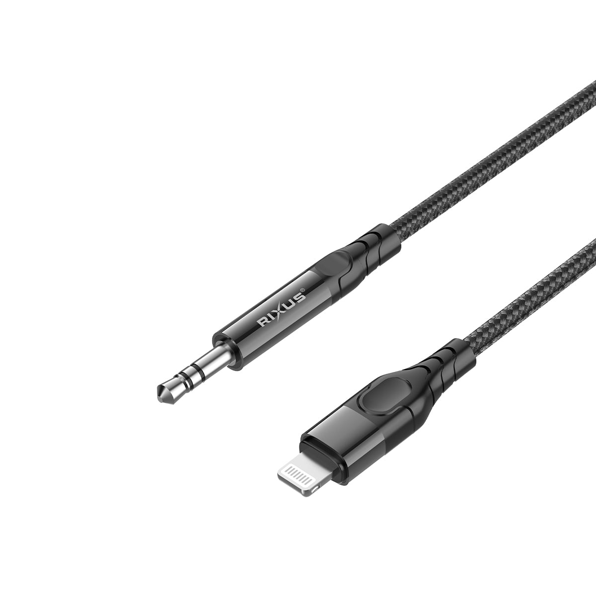Rixus RXMU35L 3.5mm AUX To Lightning Anschluss Braided Audio Kabel 1.2m Black – Bild 2