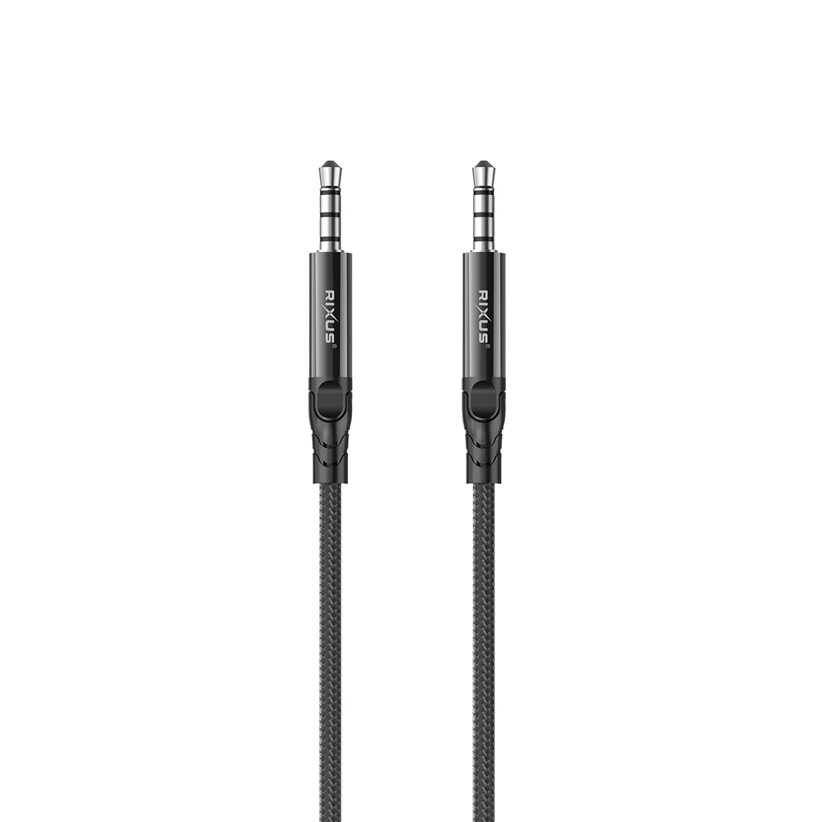 Rixus RXMU35 3.5mm AUX To 3.5mm AUX Braided Audio Kabel 1.2m Black