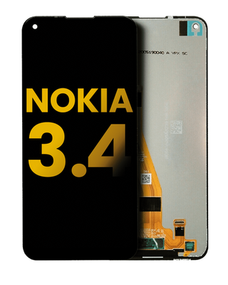 Original LCD Display Nokia 3.4 ohne Rahmen Schwarz - aufgearbeitet