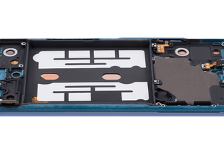 Orig. Display Samsung Galaxy A51 5G UW mit Rahmen Prism Bricks Blue aufgearb.