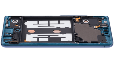 Orig. Display Samsung Galaxy A51 5G UW mit Rahmen Prism Bricks Blue aufgearb.