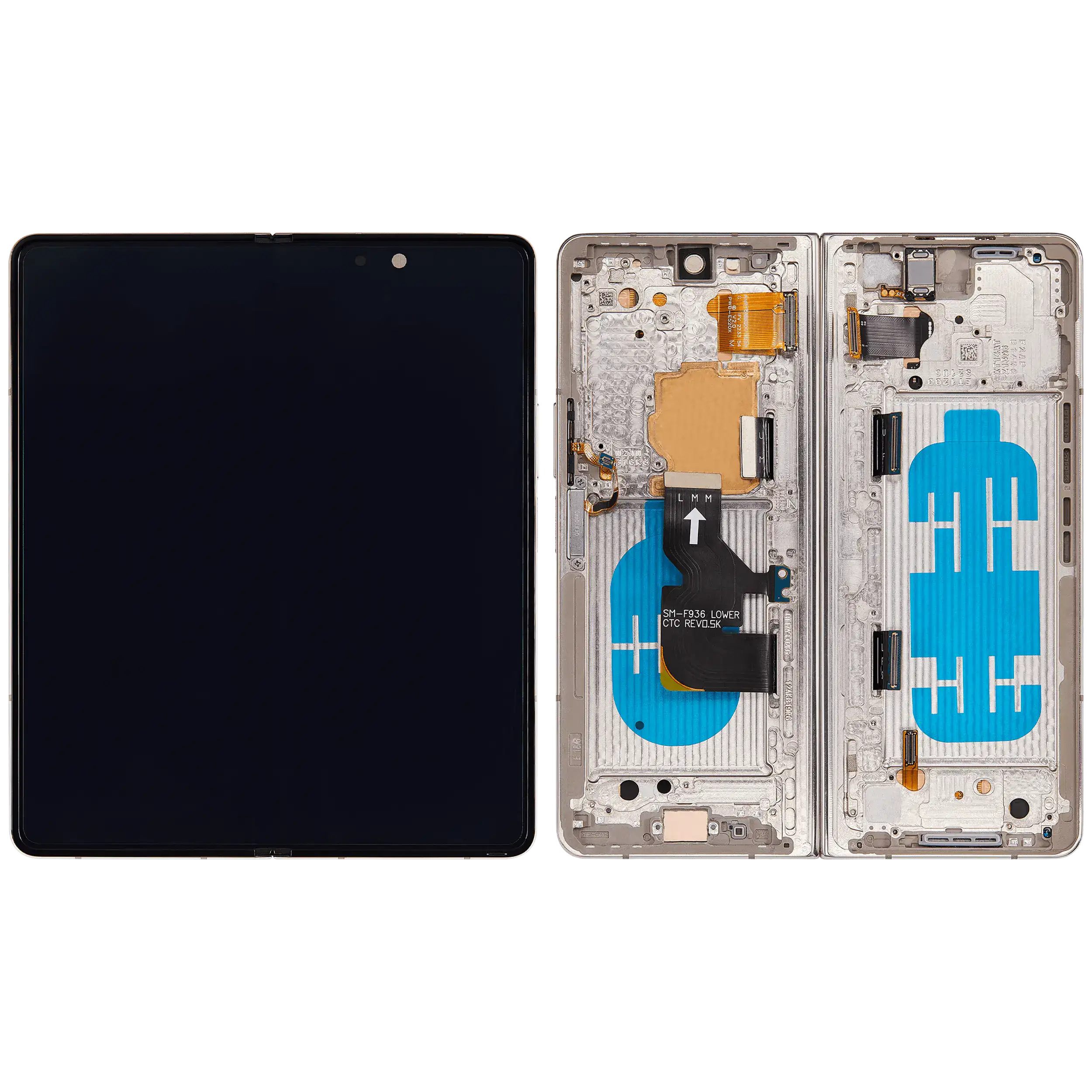 Inner OLED Display mit Rahmen für Samsung Galaxy Z Fold 4 5G (US & International) (professionell aufgearbeitet) (Beige) – Bild 2