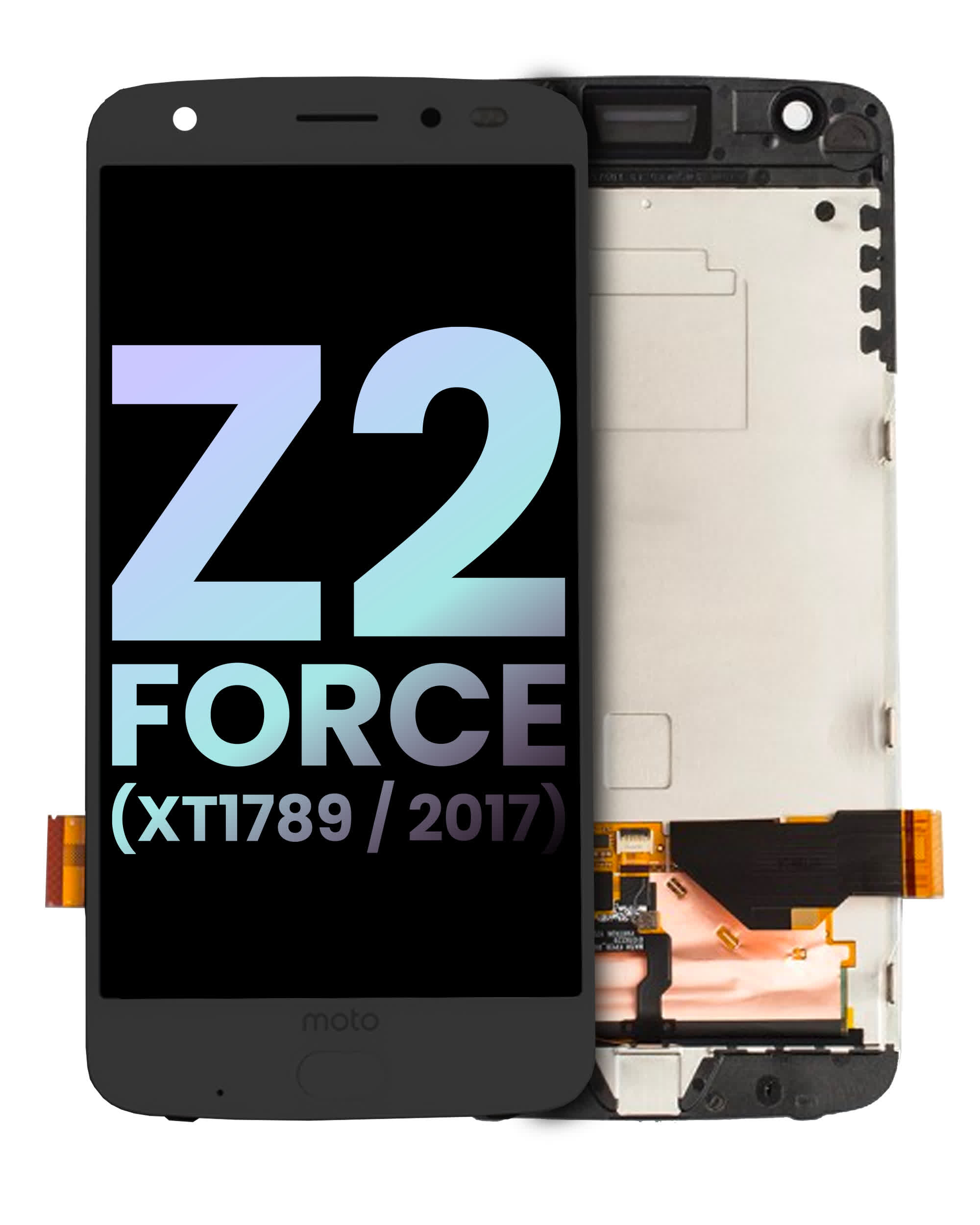 OLED Display mit Rahmen und Fingerabdrucksensor für Motorola Moto Z2 Force (XT1789 / 2017) (Original) (Black (Schwarz))