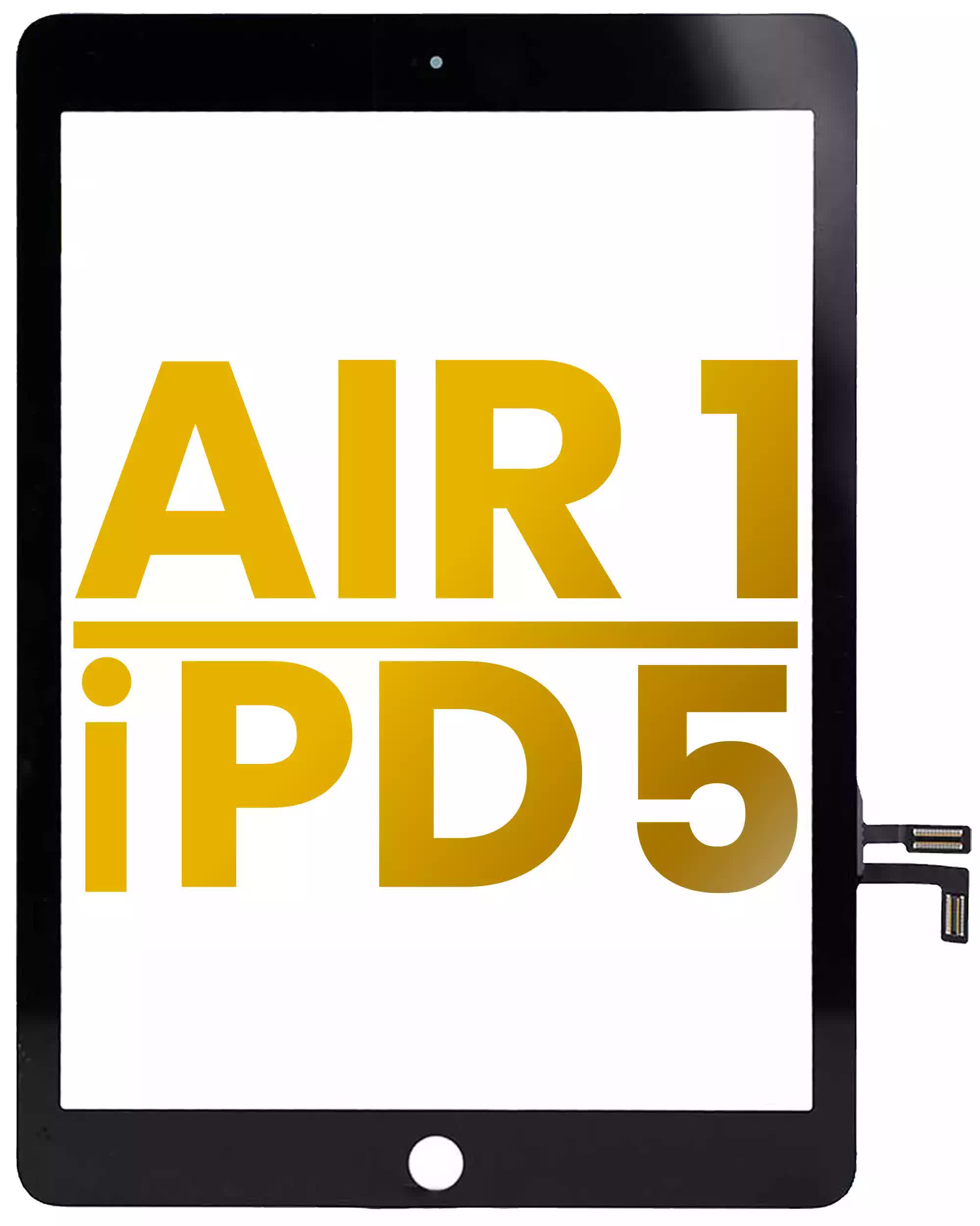 Touchscreen-Digitizer für iPad Air 1 / iPad 5 (2017) (Homebutton vormontiert für iPad Air 1) (Premium) (Black (Schwarz))