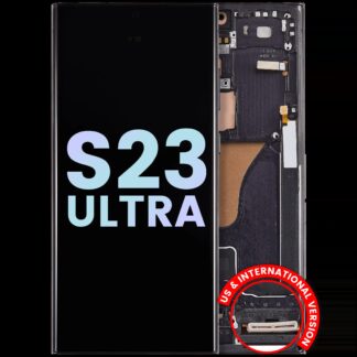 OLED Display mit Rahmen für Samsung Galaxy S23 Ultra 5G (US & International) (Service Pack) (Phantom Black)