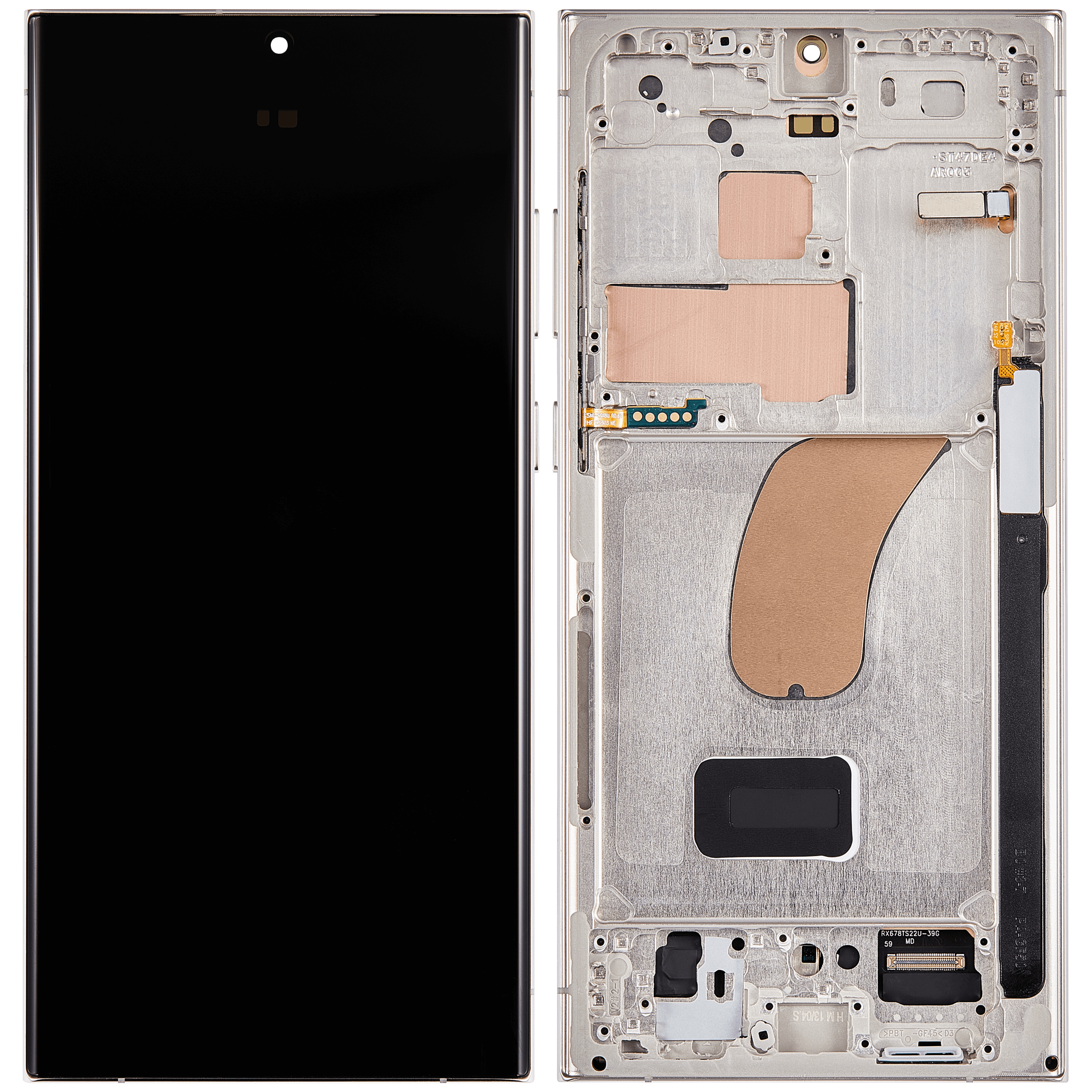 OLED Display mit Rahmen für Samsung Galaxy S23 Ultra 5G (US & International) (Service Pack) (Cream) – Bild 2