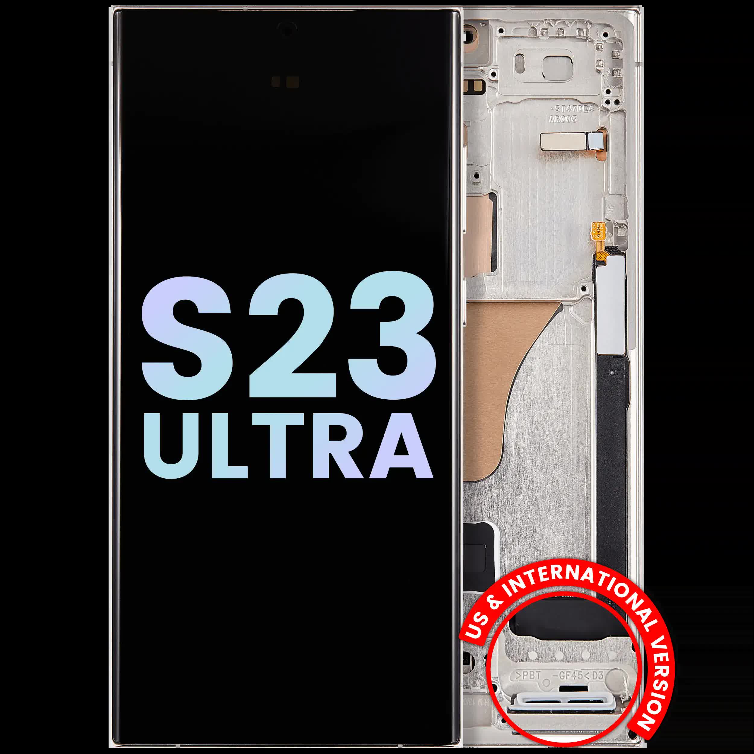 OLED Display mit Rahmen für Samsung Galaxy S23 Ultra 5G (US & International) (Service Pack) (Cream)