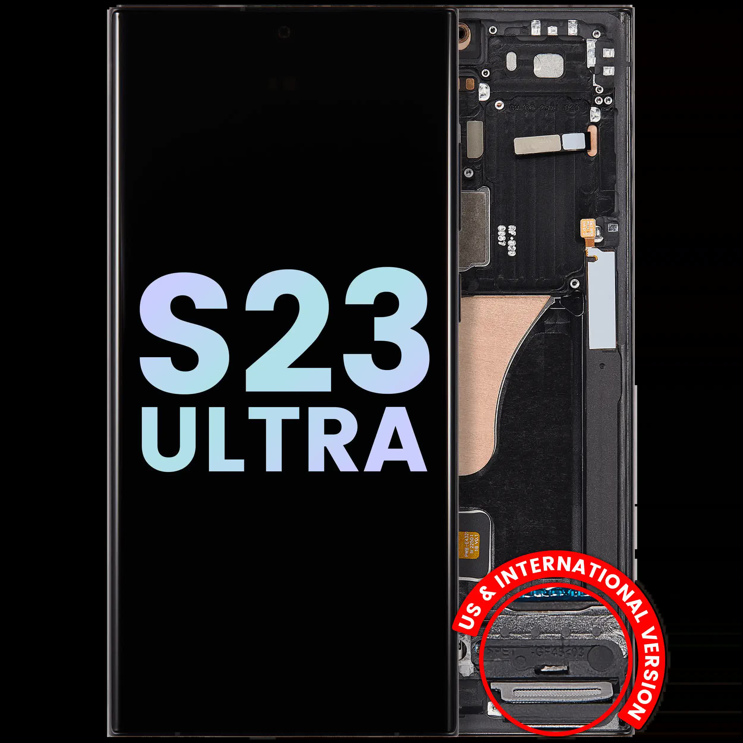 OLED Display mit Rahmen für Samsung Galaxy S23 Ultra 5G (US & International) (Service Pack) (Graphite)