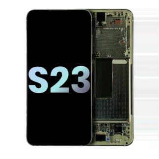 OLED Display mit Rahmen für Samsung Galaxy S23 5G (US & International) (Service Pack) (Cream)
