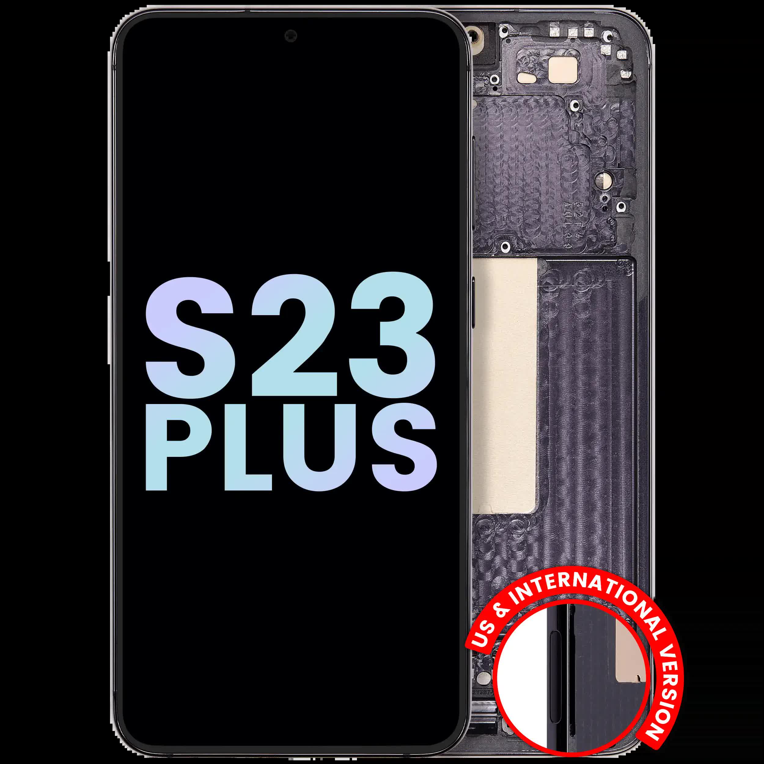 OLED Display mit Rahmen für Samsung Galaxy S23 Plus 5G (US & International) (Service Pack) (Phantom Black)