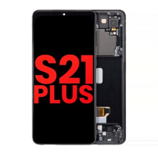 OLED Display mit Rahmen für Samsung Galaxy S21 Plus 5G (Aftermarket Plus) (Phantom Black)
