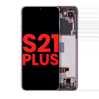 OLED Display mit Rahmen für Samsung Galaxy S21 Plus 5G (Aftermarket Plus) (Phantom Violet / Pink / Gold)