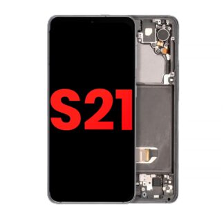 OLED Display mit Rahmen für Samsung Galaxy S21 5G (Aftermarket Plus) (Phantom Gray)