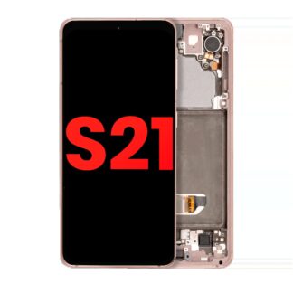 OLED Display mit Rahmen für Samsung Galaxy S21 5G (Aftermarket Plus) (Phantom Pink)