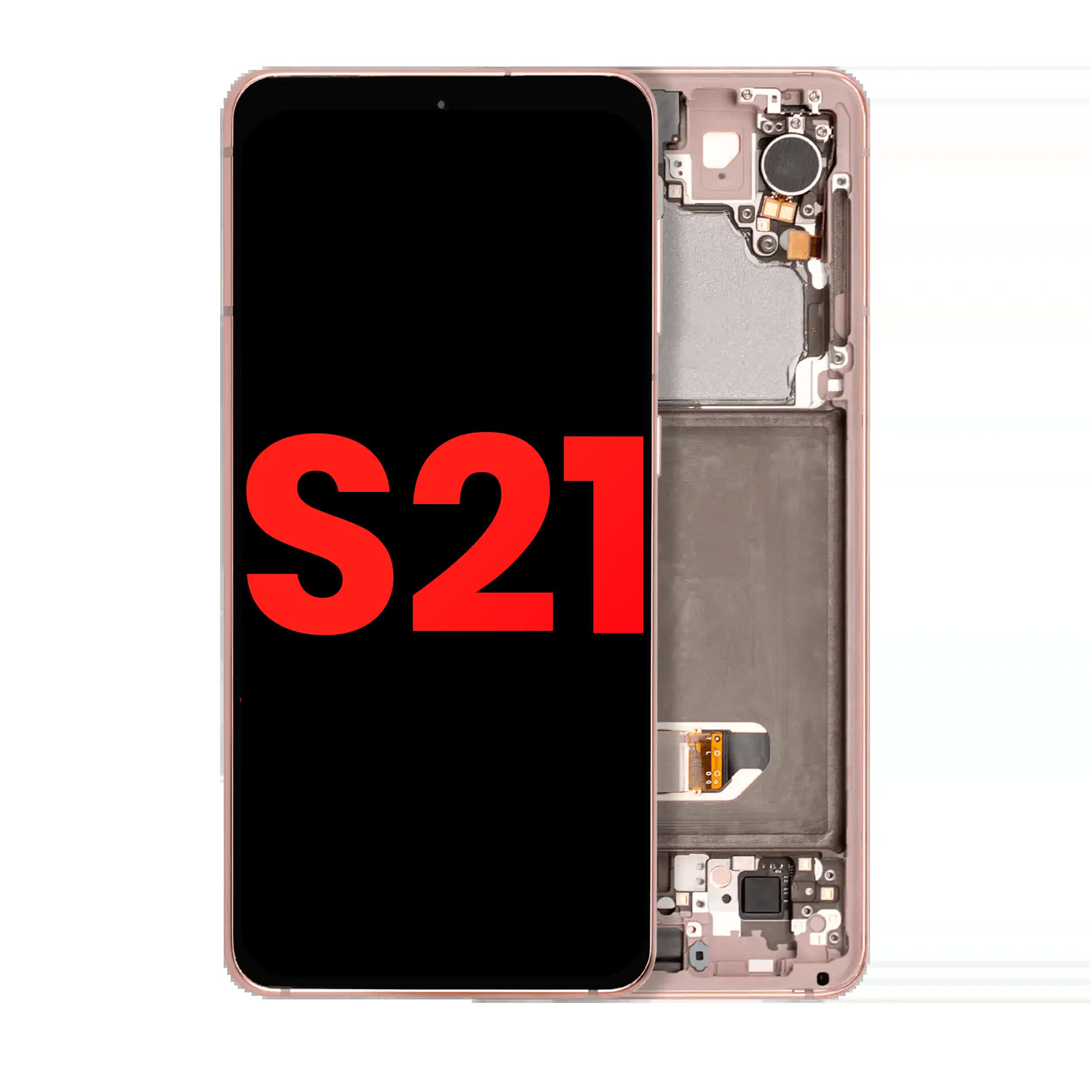 OLED Display mit Rahmen für Samsung Galaxy S21 5G (Aftermarket Plus) (Phantom Pink)