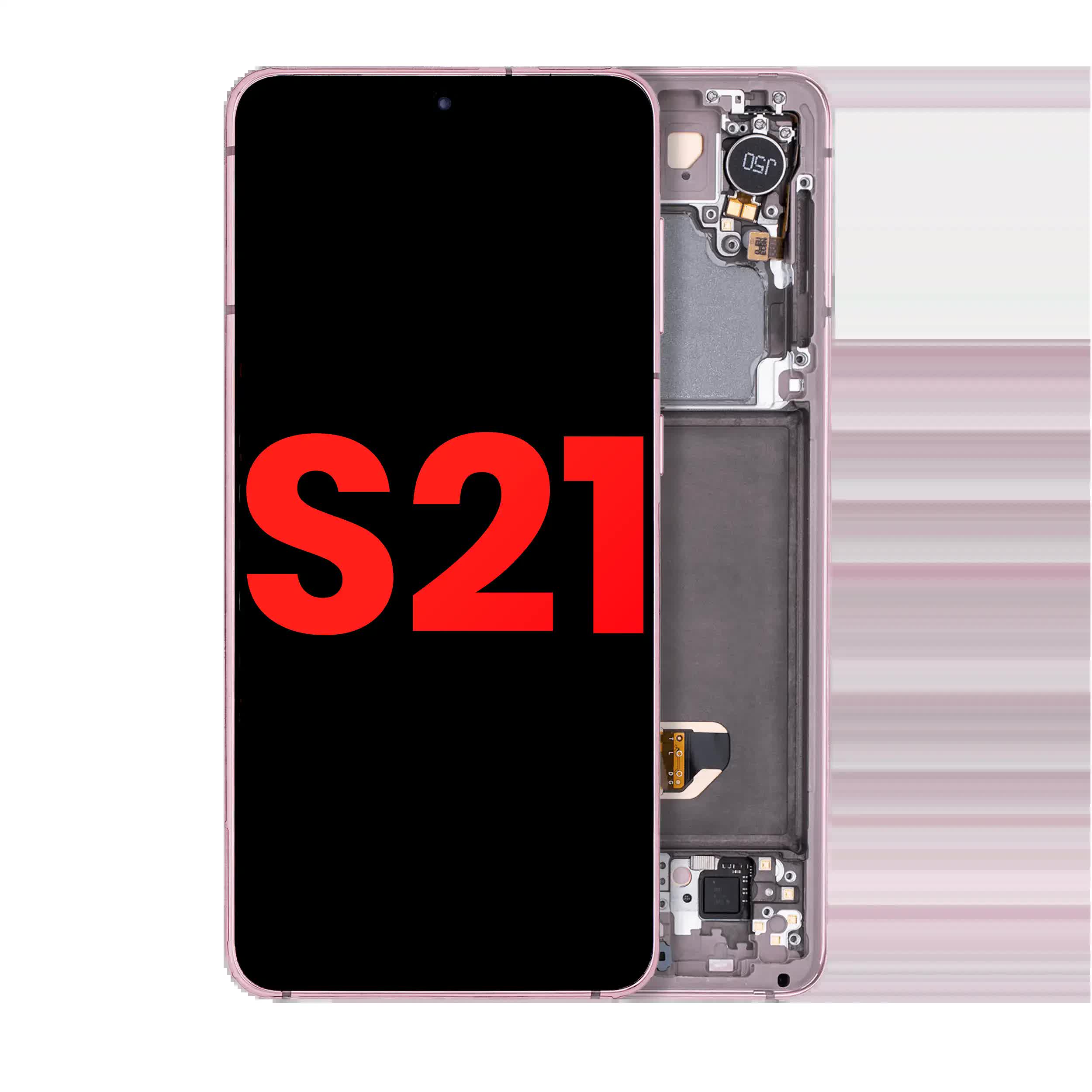 OLED Display mit Rahmen für Samsung Galaxy S21 5G (Aftermarket Plus) (Phantom Violet)