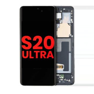 OLED Display mit Rahmen für Samsung Galaxy S20 Ultra 5G (Aftermarket Plus) (Cosmic Black)