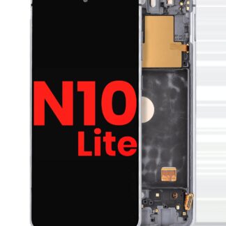 OLED Display mit Rahmen für Samsung Galaxy Note 10 Lite (Aftermarket Plus) (Aura Glow / Silver)