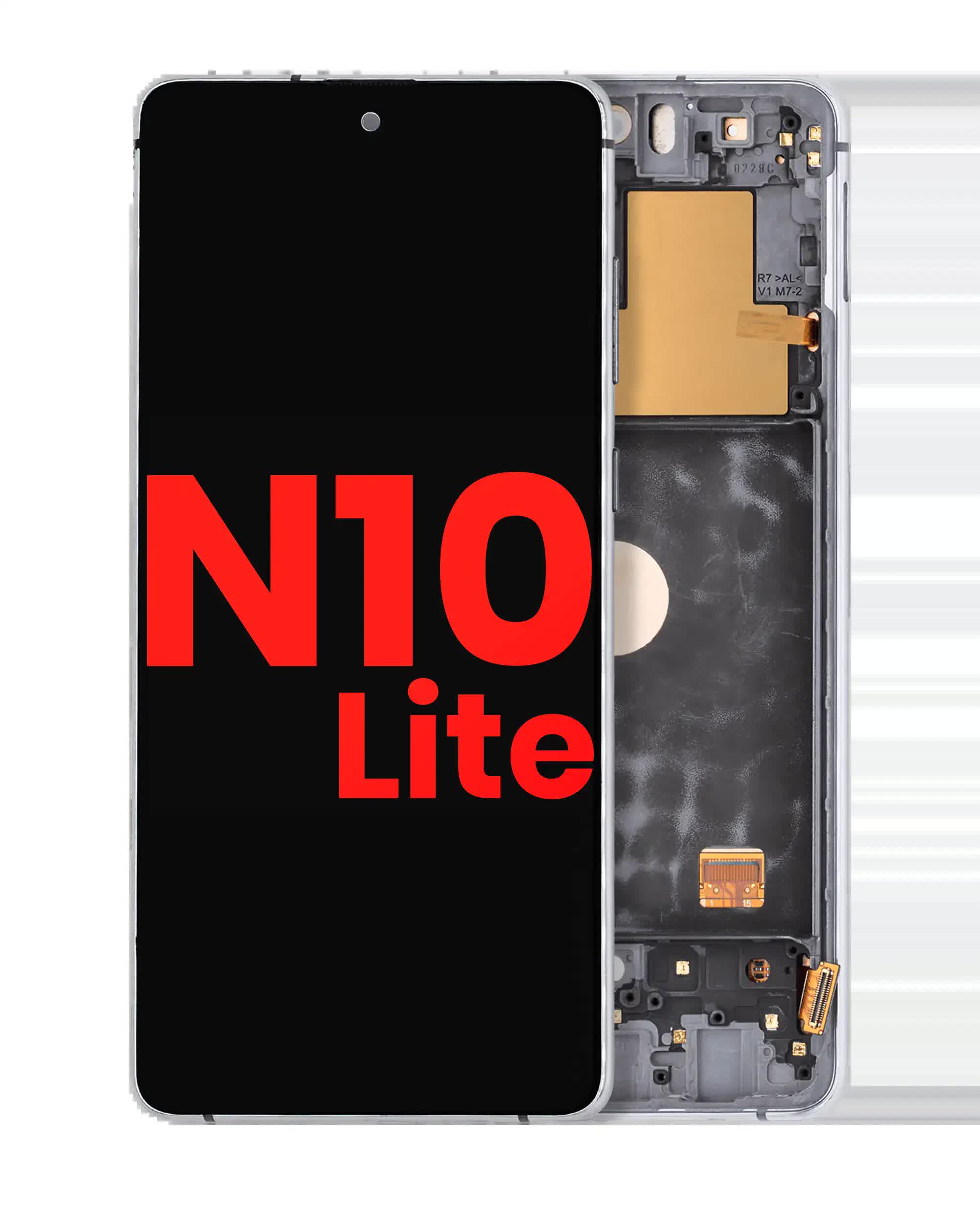 OLED Display mit Rahmen für Samsung Galaxy Note 10 Lite (Aftermarket Plus) (Aura Glow / Silver)