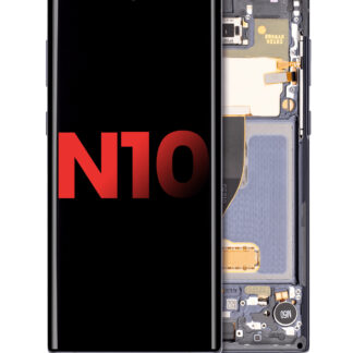 OLED Display mit Rahmen für Samsung Galaxy Note 10 (Aftermarket Plus) (Aura Black)