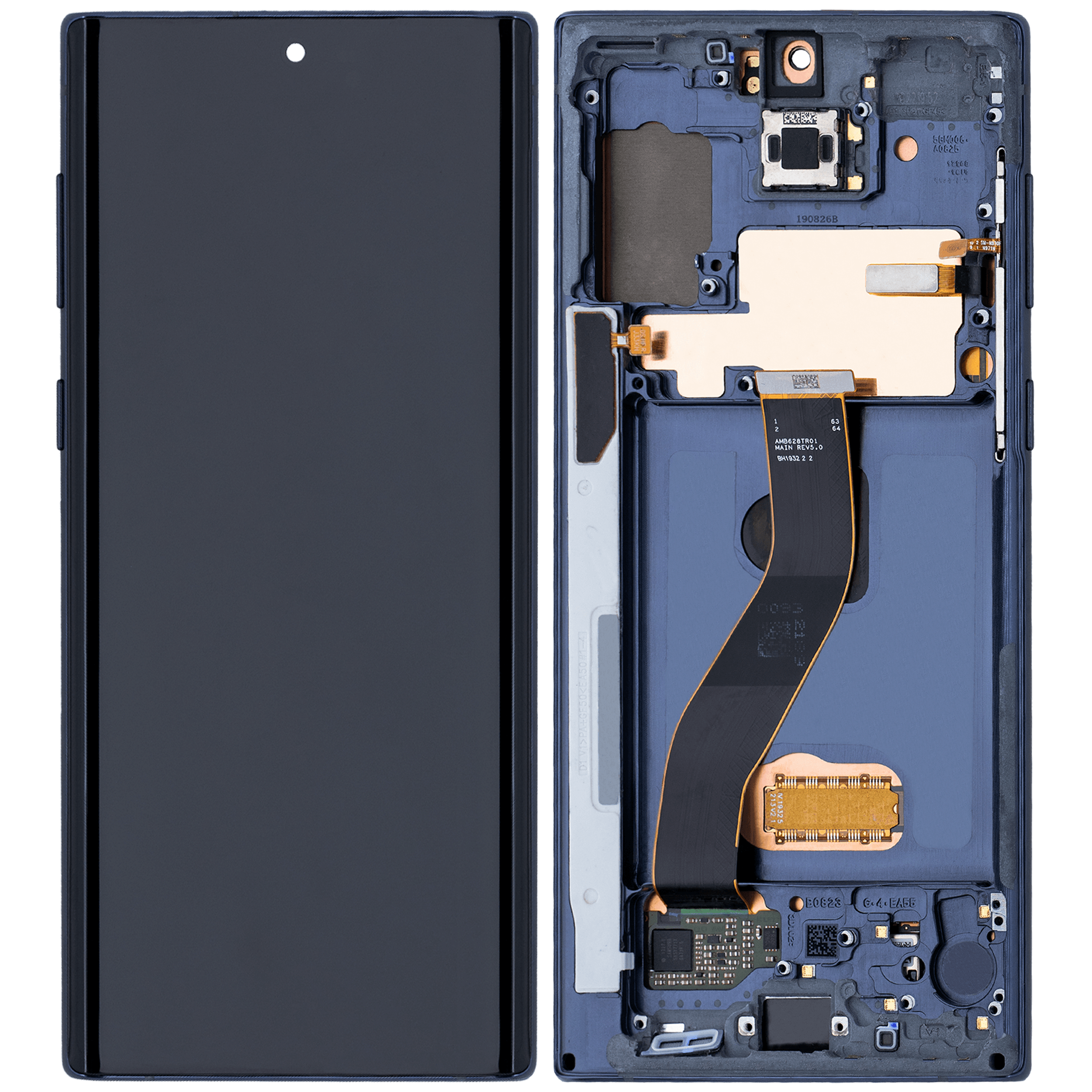 OLED Display mit Rahmen für Samsung Galaxy Note 10 (Aftermarket Plus) (Aura Glow / Silver) – Bild 2