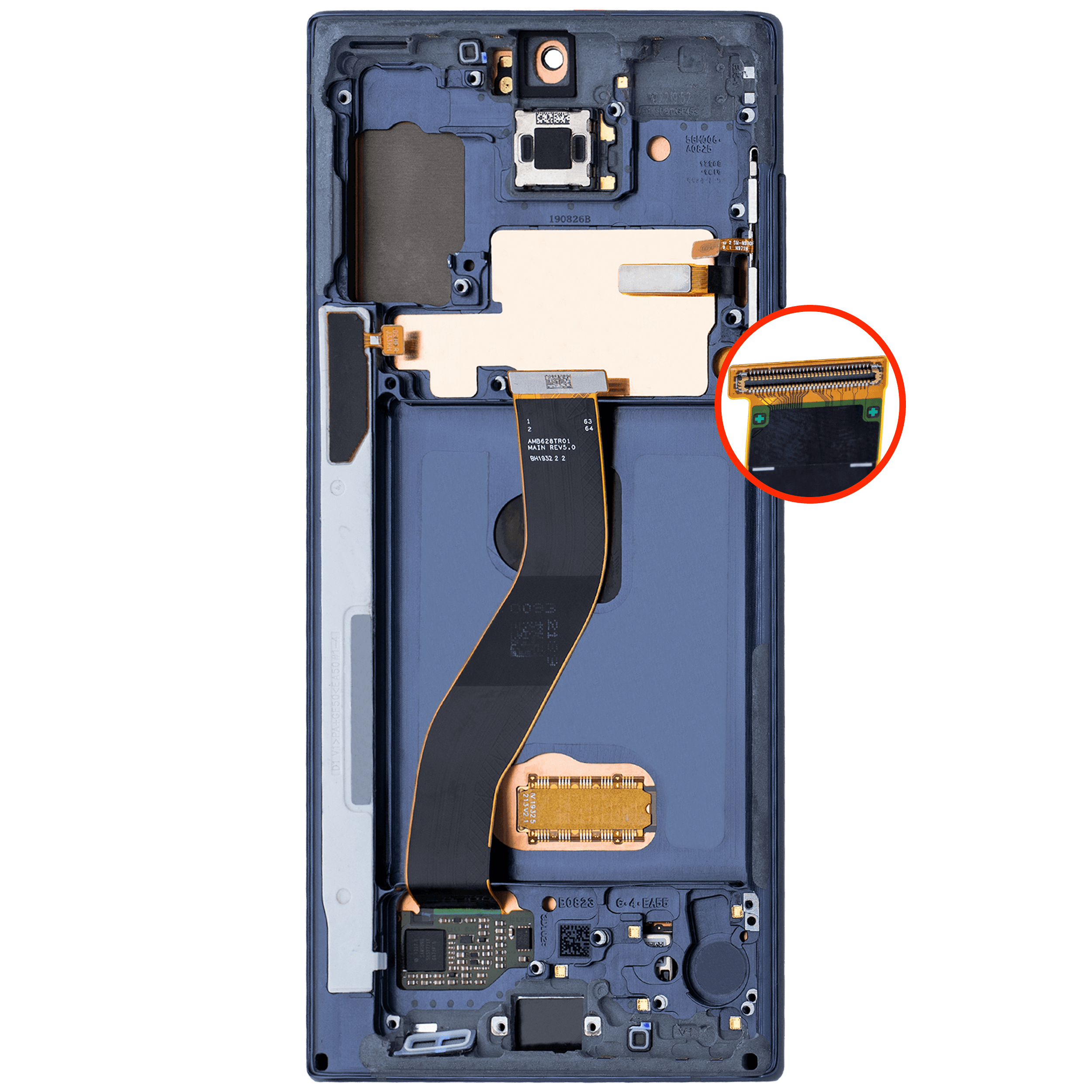 OLED Display mit Rahmen für Samsung Galaxy Note 10 (Aftermarket Plus) (Aura Glow / Silver) – Bild 4