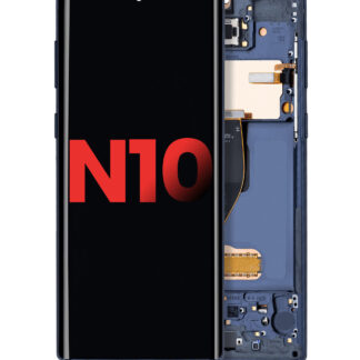 OLED Display mit Rahmen für Samsung Galaxy Note 10 (Aftermarket Plus) (Aura Glow / Silver)