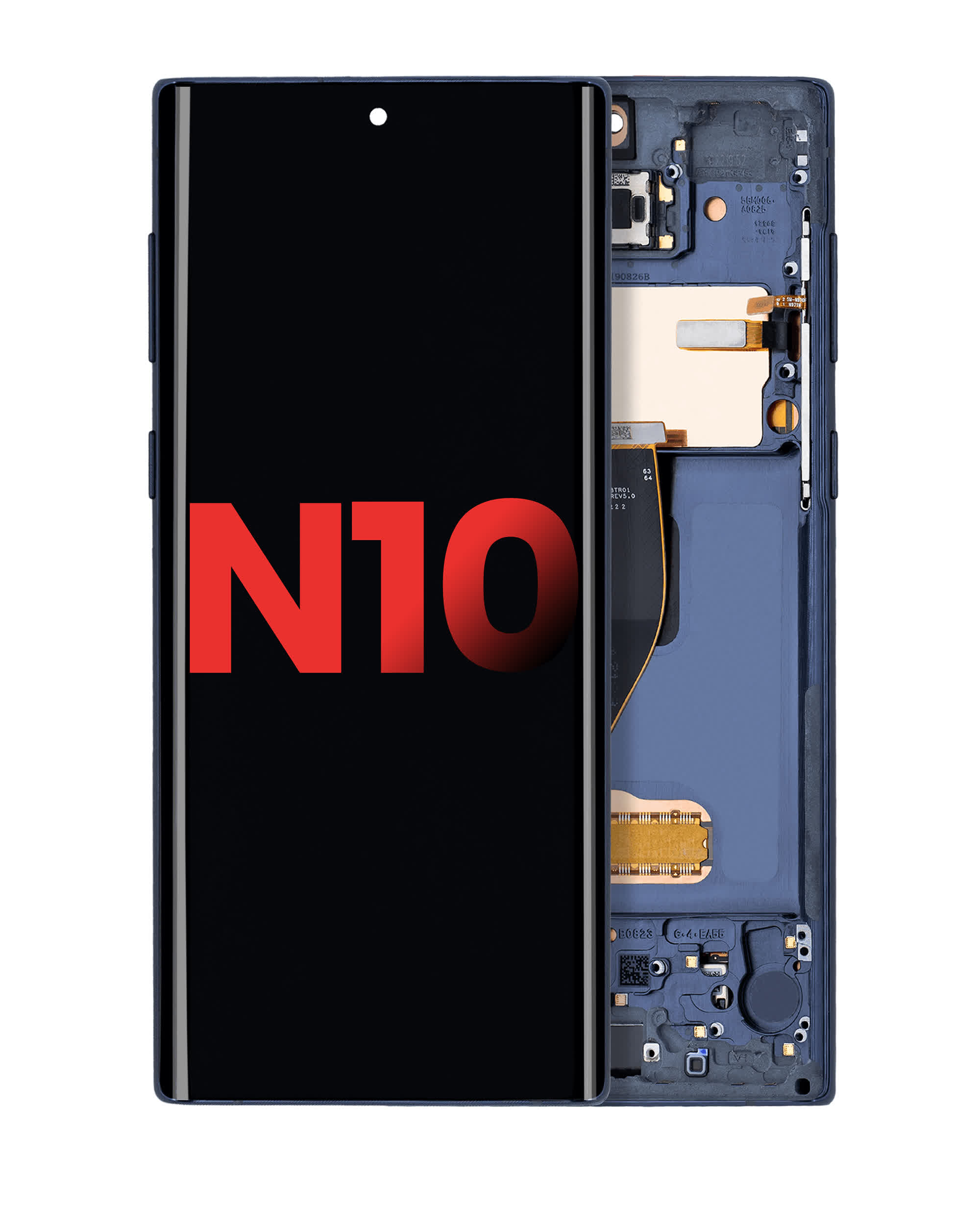 OLED Display mit Rahmen für Samsung Galaxy Note 10 (Aftermarket Plus) (Aura Glow / Silver)