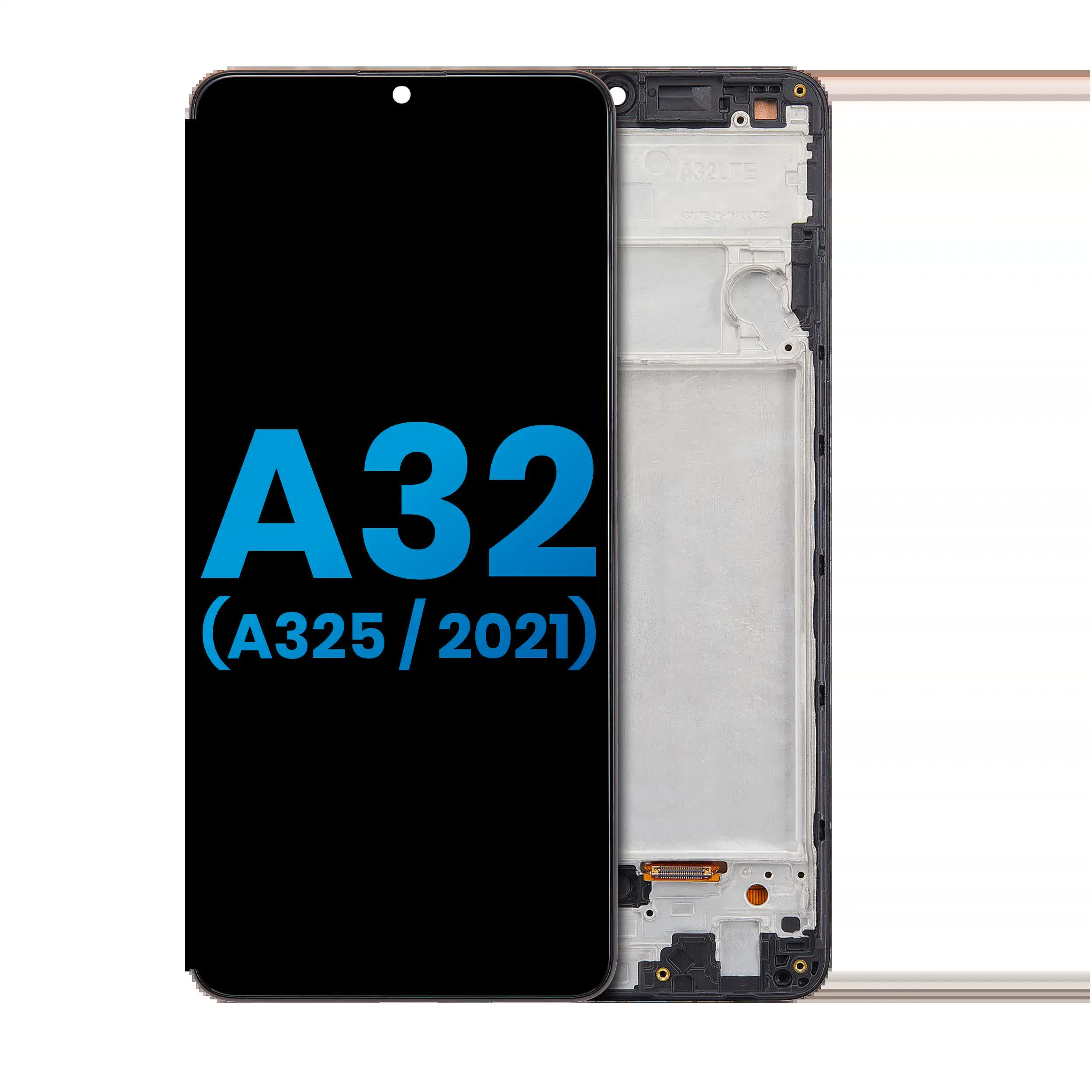 LCD Display mit Rahmen (ohne Fingerabdrucksensor) für Samsung Galaxy A32 4G (A325 / 2021) (Aftermarket: Incell) (Awesome Black)