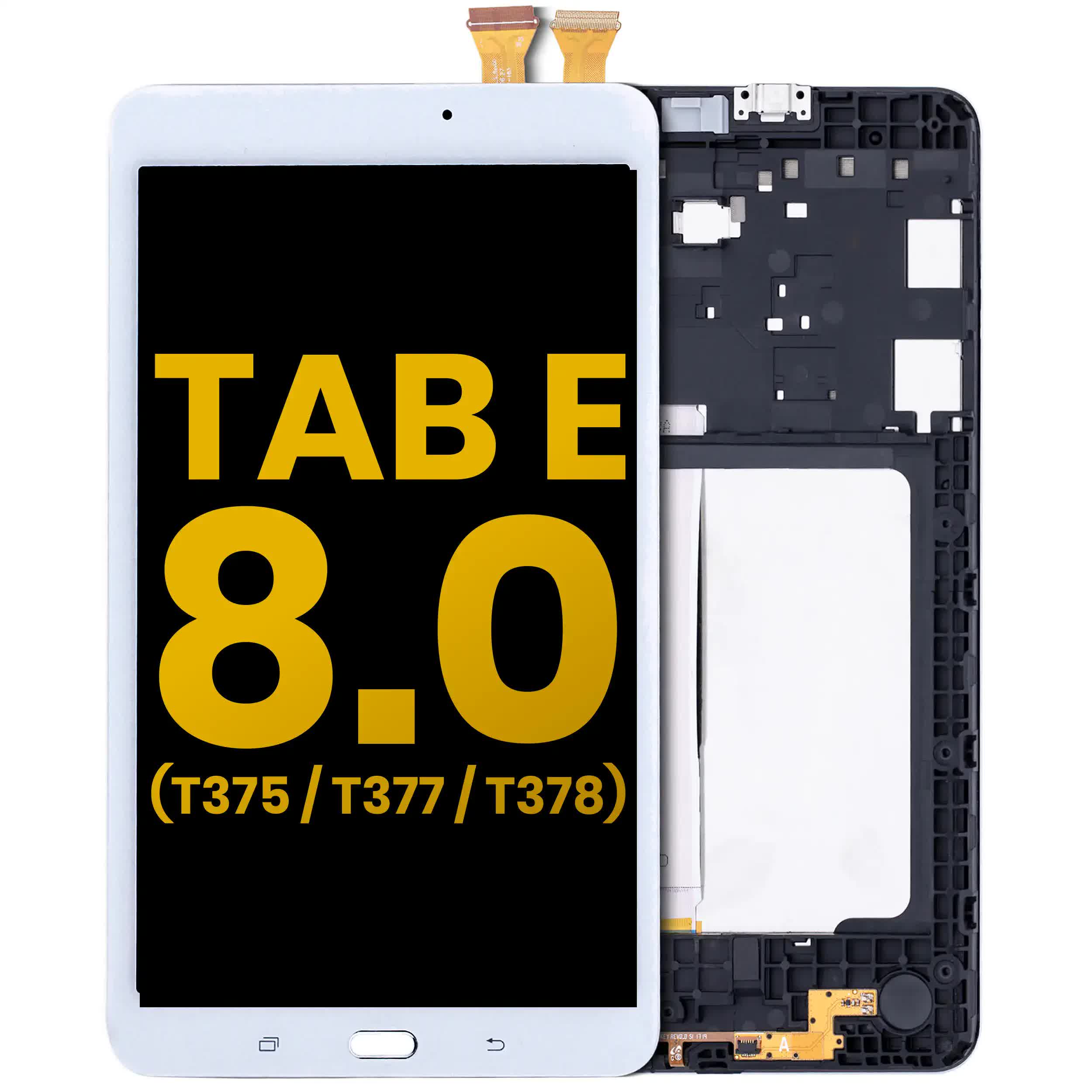 LCD Display mit Rahmen für Samsung Galaxy Tab E 8.0" (T375 / T377 / T378) (2016) (professionell aufgearbeitet) (White (Weiß))