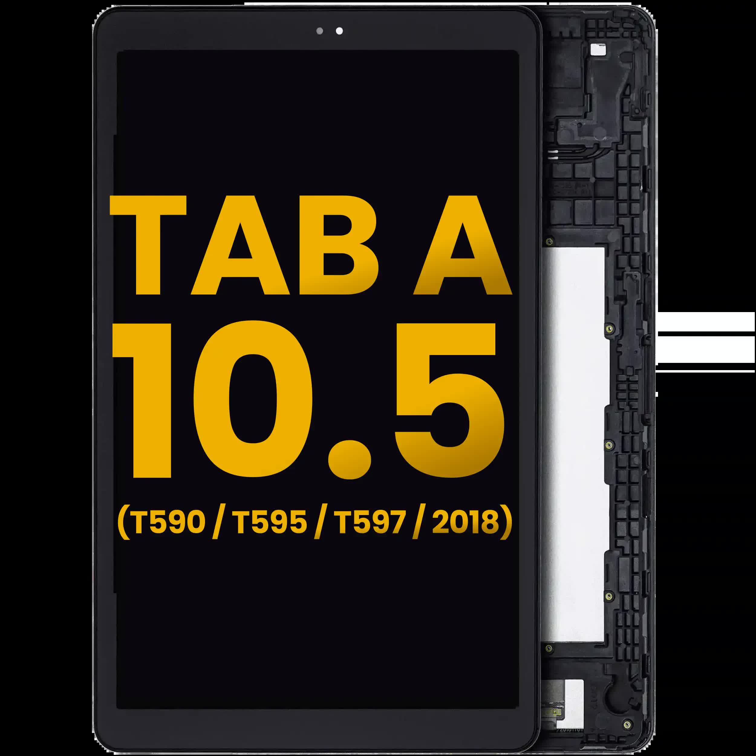 LCD Display mit Rahmen für Samsung Galaxy Tab A 10.5" (T590 / T595 / T597) (2018) (professionell aufgearbeitet) (Black (Schwarz))