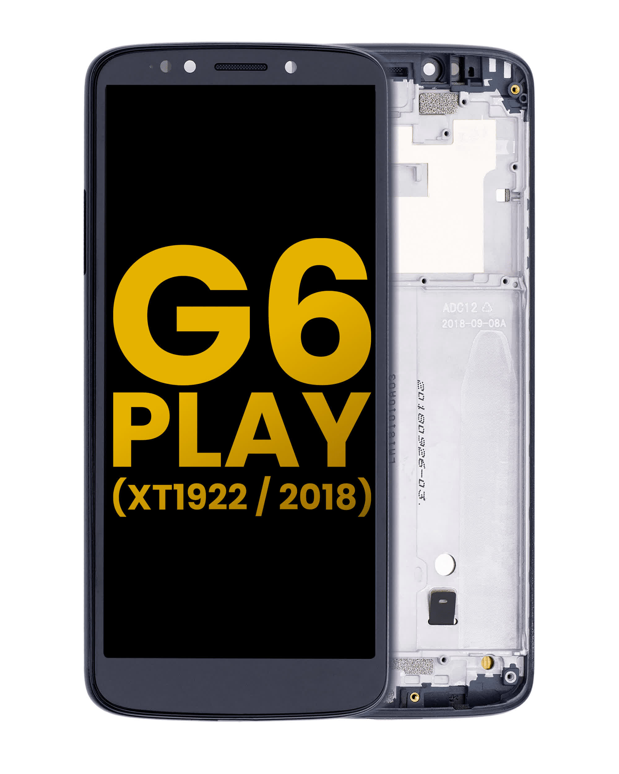 LCD Display mit Rahmen für Motorola Moto G6 Play (XT1922 / 2018) (International Version) (professionell aufgearbeitet) (Black (Schwarz))