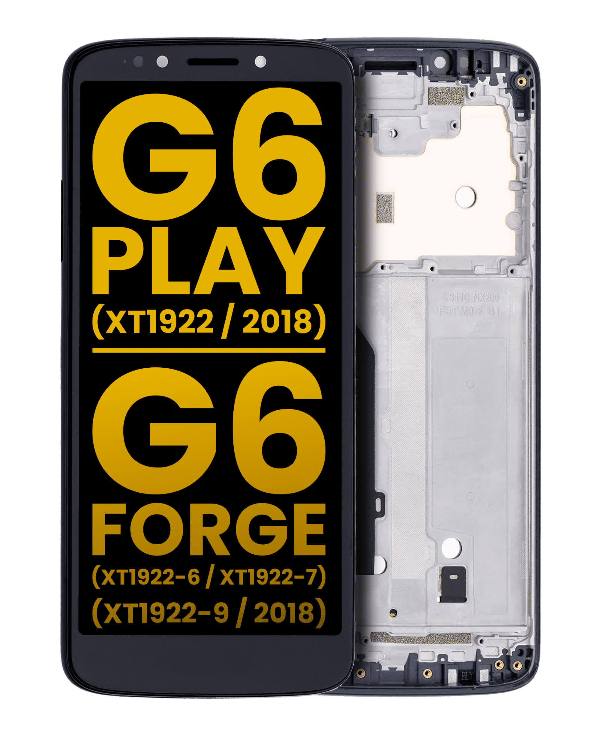 LCD Display mit Rahmen für Motorola Moto G6 Play (XT1922 / 2018) / G6 Forge (XT1922-6 / XT1922-7 / XT1922-9 / 2018) (US-Version) (professionell aufgearbeitet) (Black
