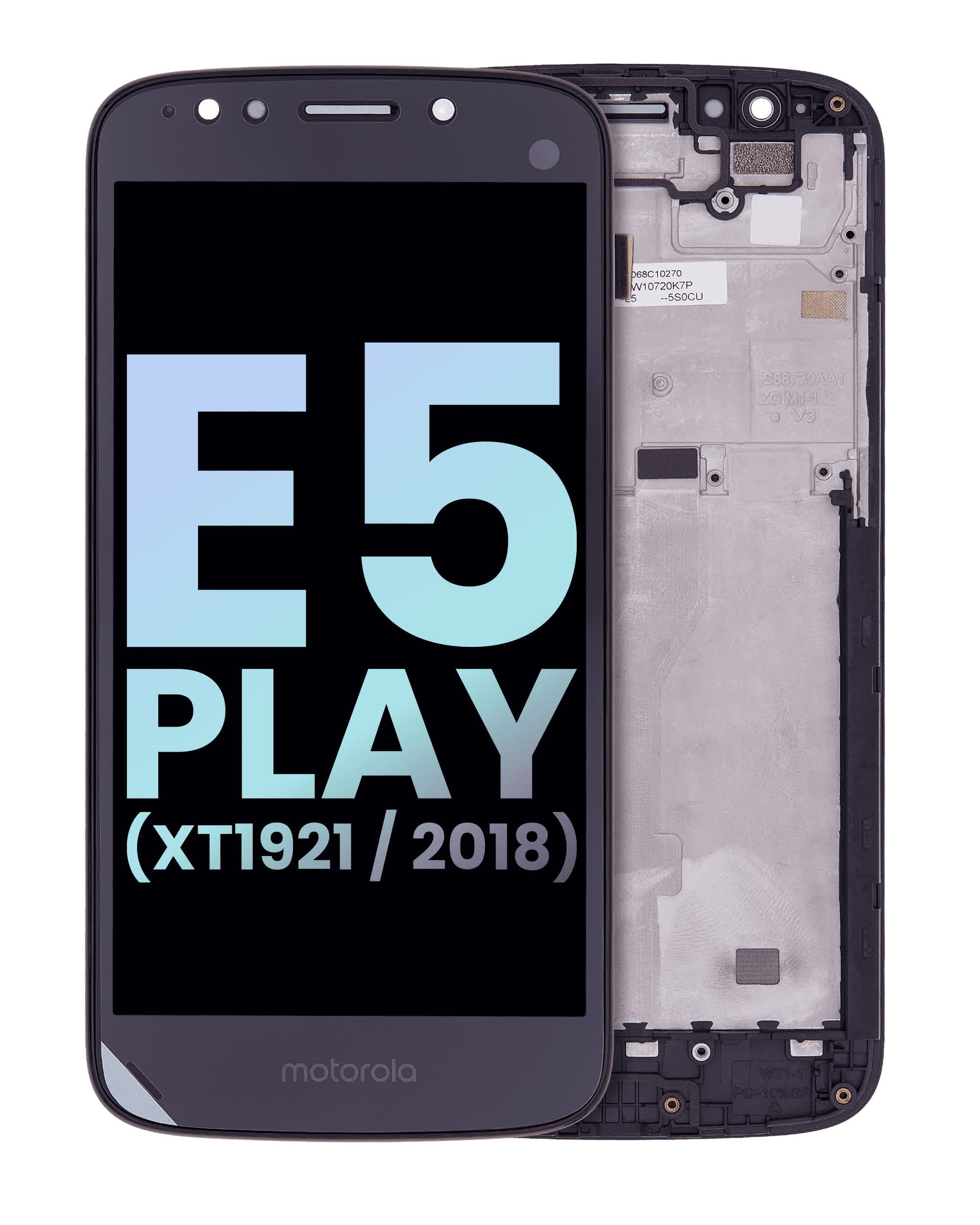 LCD Display mit Rahmen für Motorola Moto E5 Play (XT1921 / 2018) (Original) (Black (Schwarz))