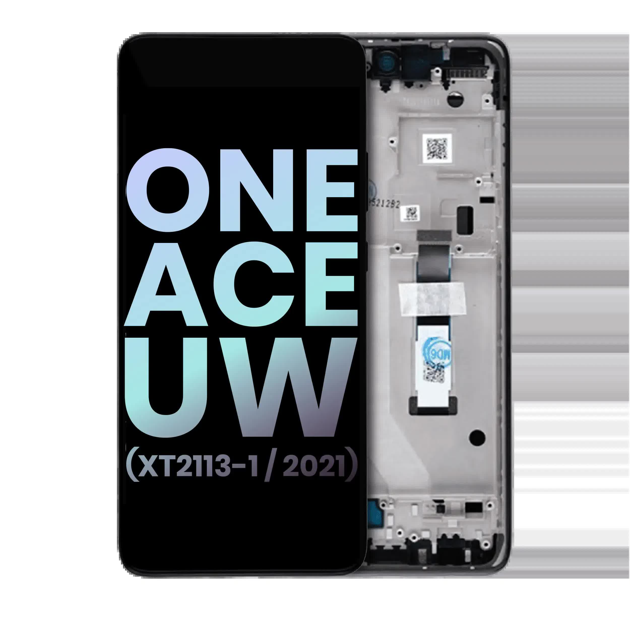 LCD Display mit Rahmen für Motorola One 5G Ace UW (XT2113-1 / 2021) (Original) (Volcanic Grey)
