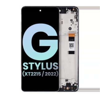 LCD Display mit Rahmen für Motorola Moto G Stylus 5G (XT2215 / 2022) (Original) (Steel Blue)