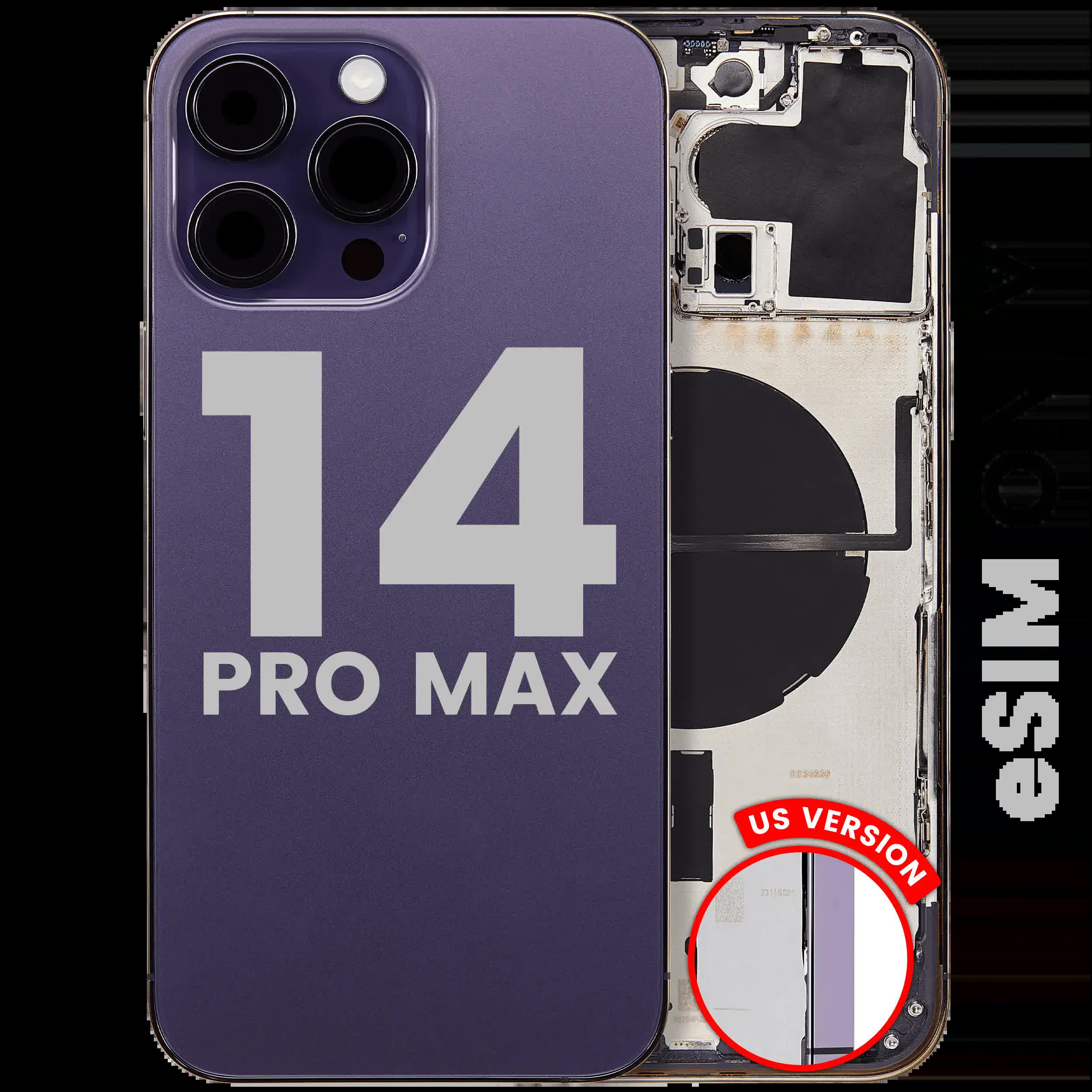 Rückgehäuse mit Kleinteilen für iPhone 14 Pro Max (US-Version) (ausgebautes Originalteil: Grade A) (Deep Purple)